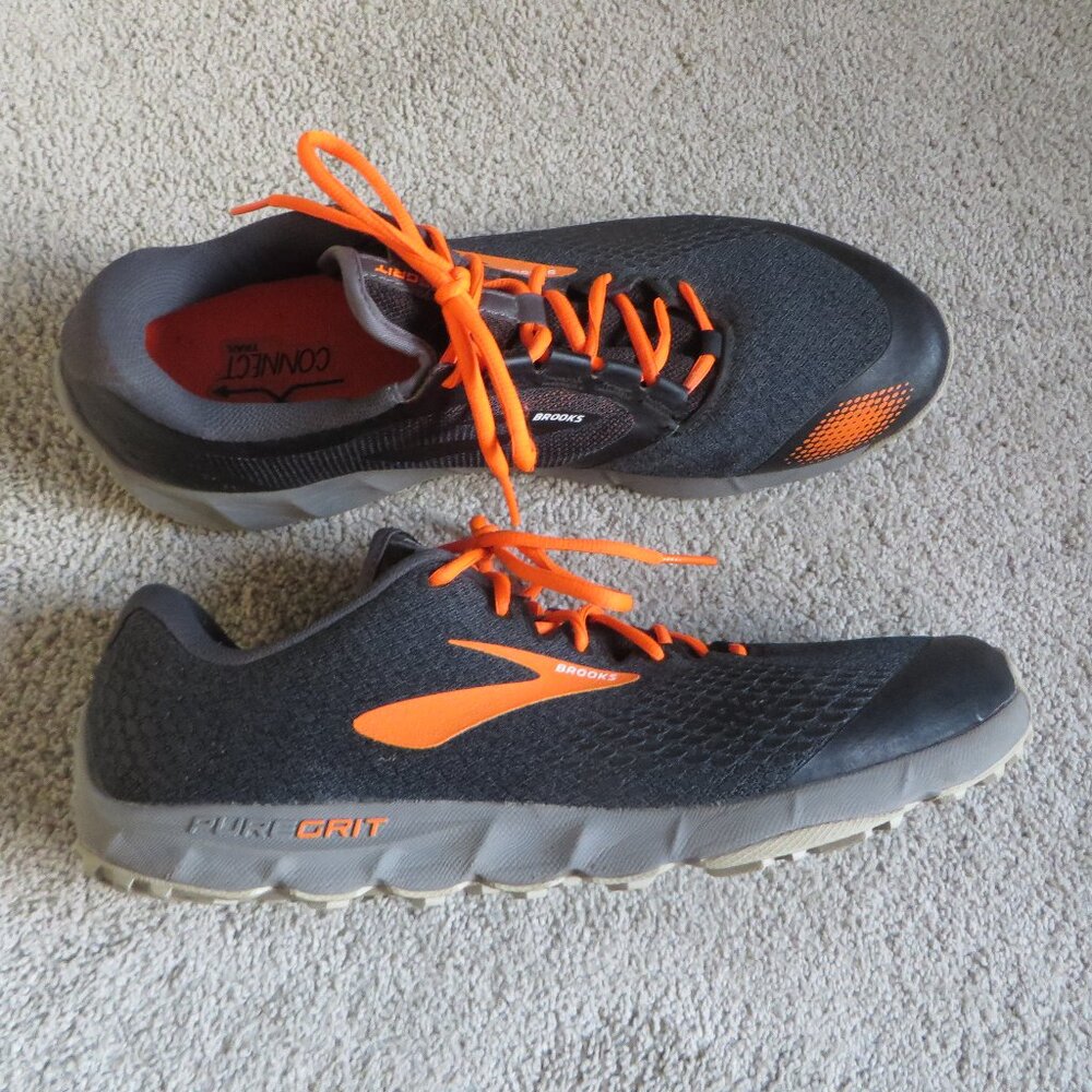 Brooks PureGrit 7 Mens Trail-Running Shoes Size 14  Black/Orange